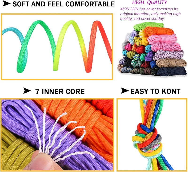 MONOBIN 36 Colors 10ft Paracord 550 Combo kit, Paracord Bracelets Making kit - Multifunction Paracord Rope with Instruction for Making Lanyard, Dog Collar, Idea for Gift… - Image 4